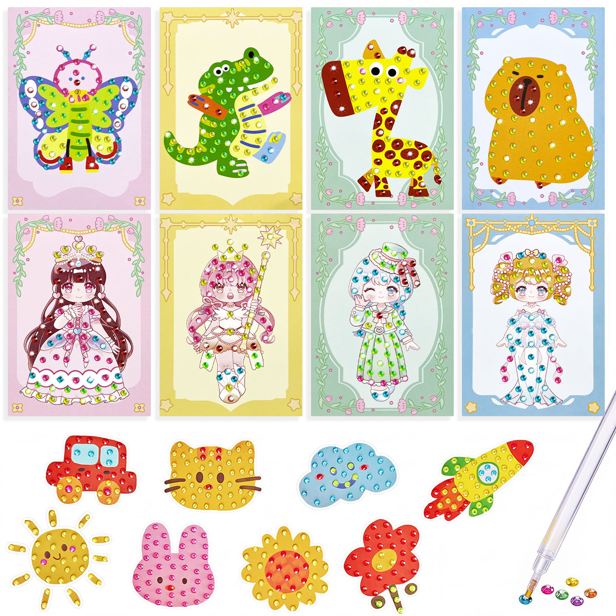 Art Craft Animals - 16 Pcs Gem Kit DIY Arts