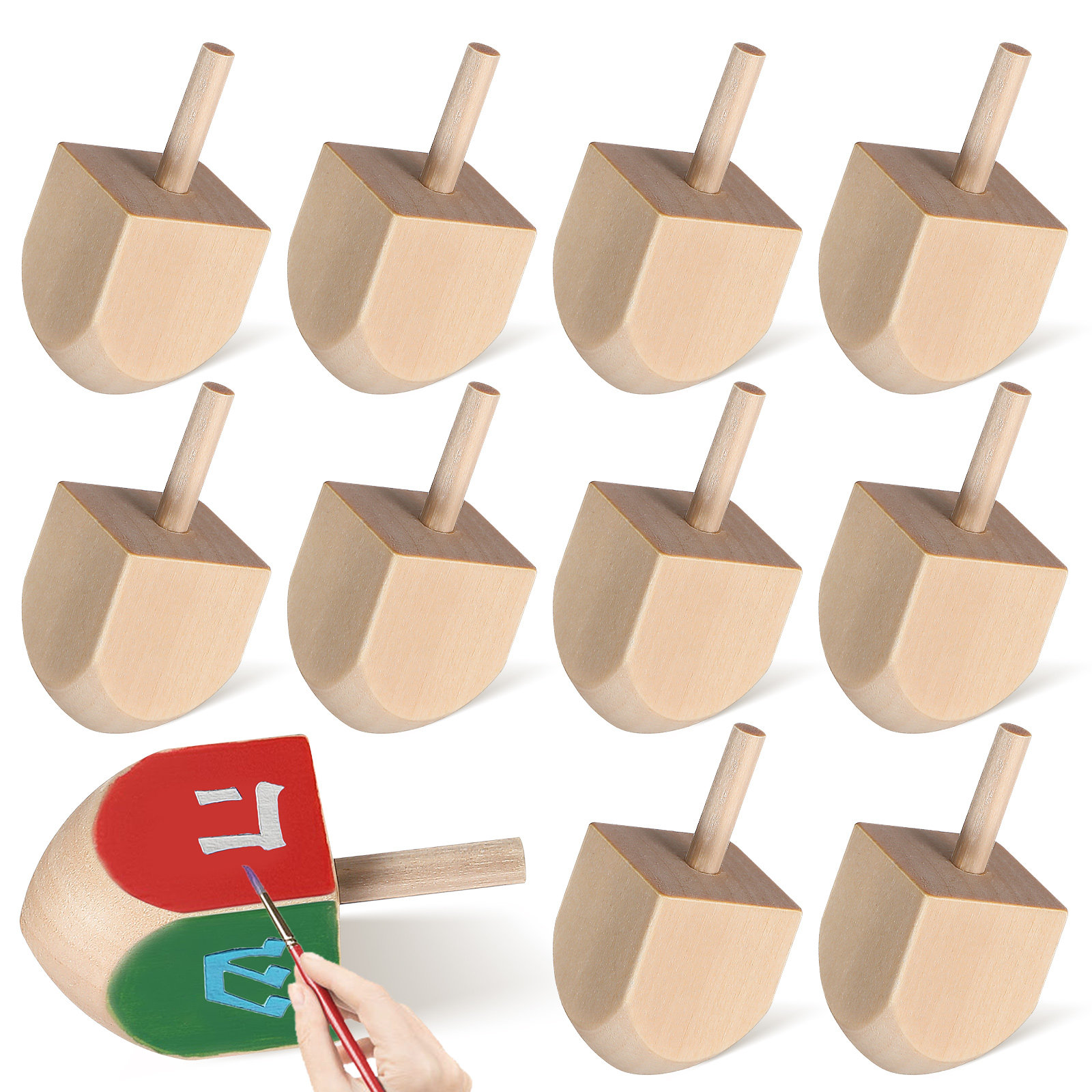 Art Craft Holiday - 20Pcs Craft Wooden Dreidels Hanukkah Spinning