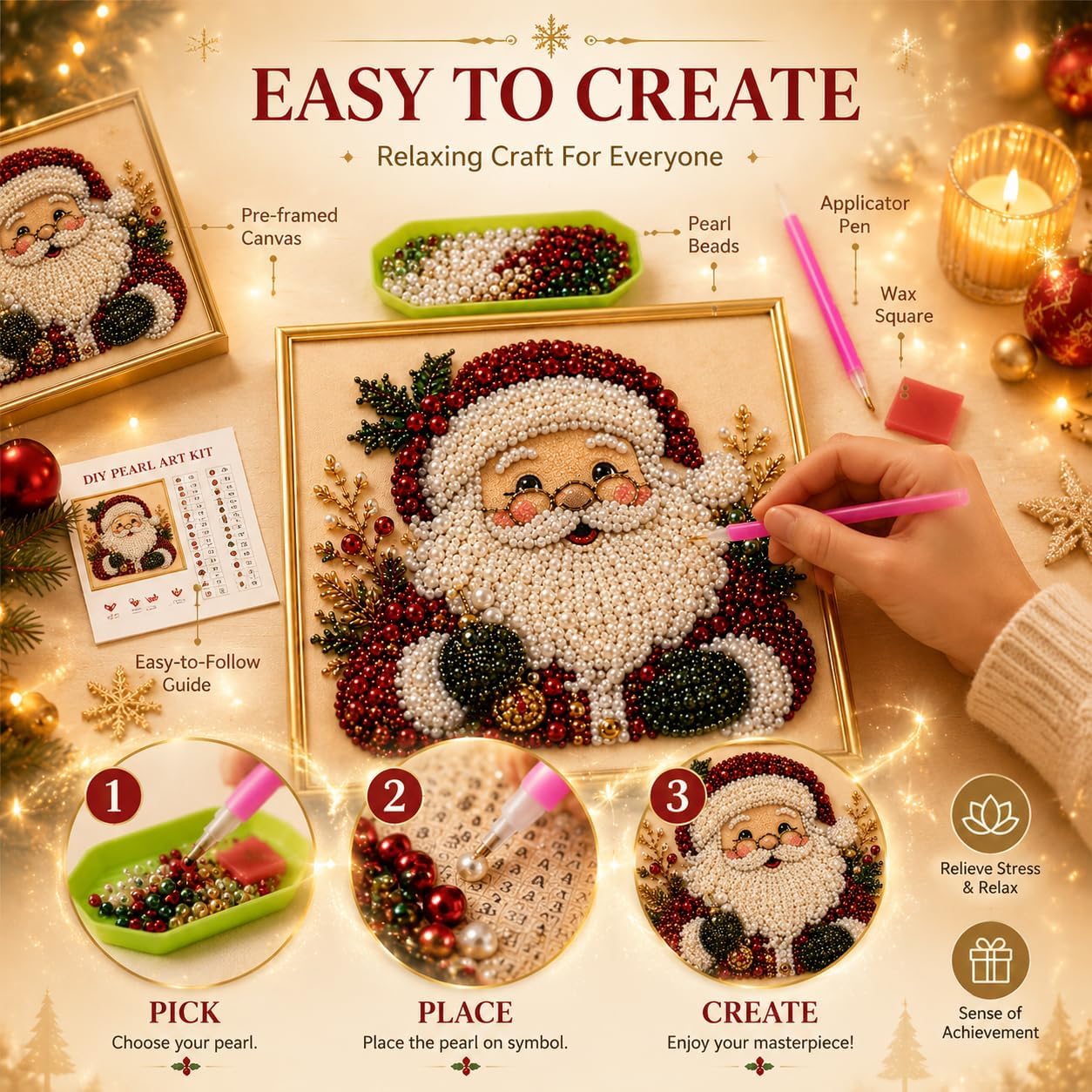 DIY Christmas Pearl Diamond Pa - Art Craft Holiday recension och pris