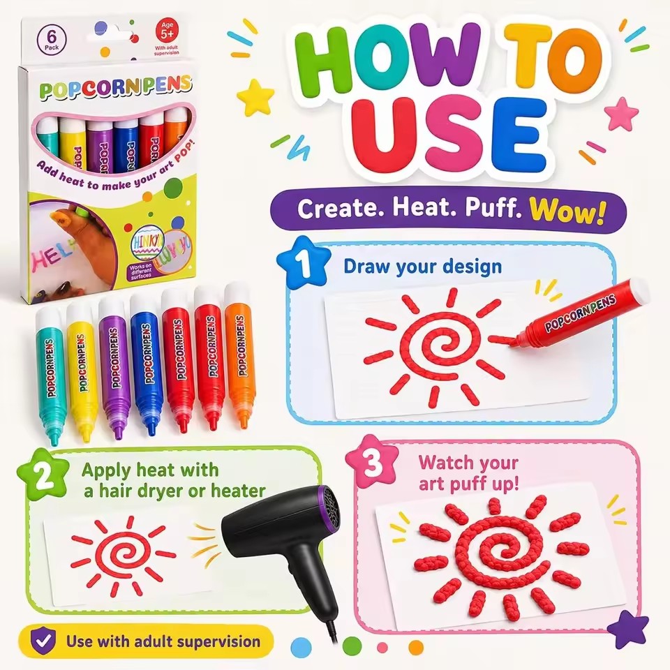 Puffy Popcorn Pen Set, Smooth  - Art Craft Easy recension och pris
