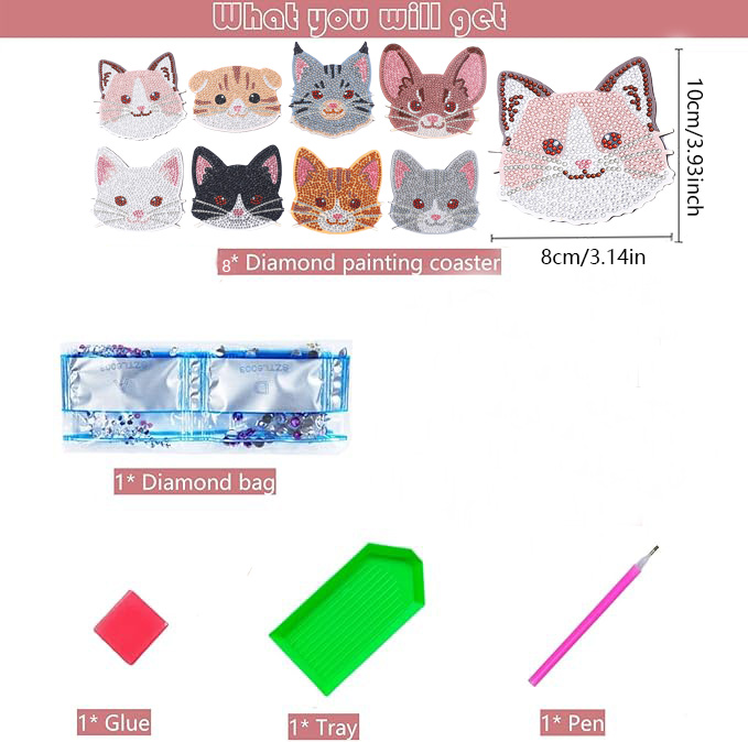 8 Pieces DIY Diamond Painting  - Art Craft Animals recension och pris