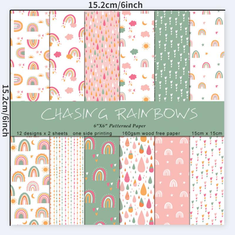 24 Sheets/Set Rainbow Craft Pa - Art Craft Background recension och pris