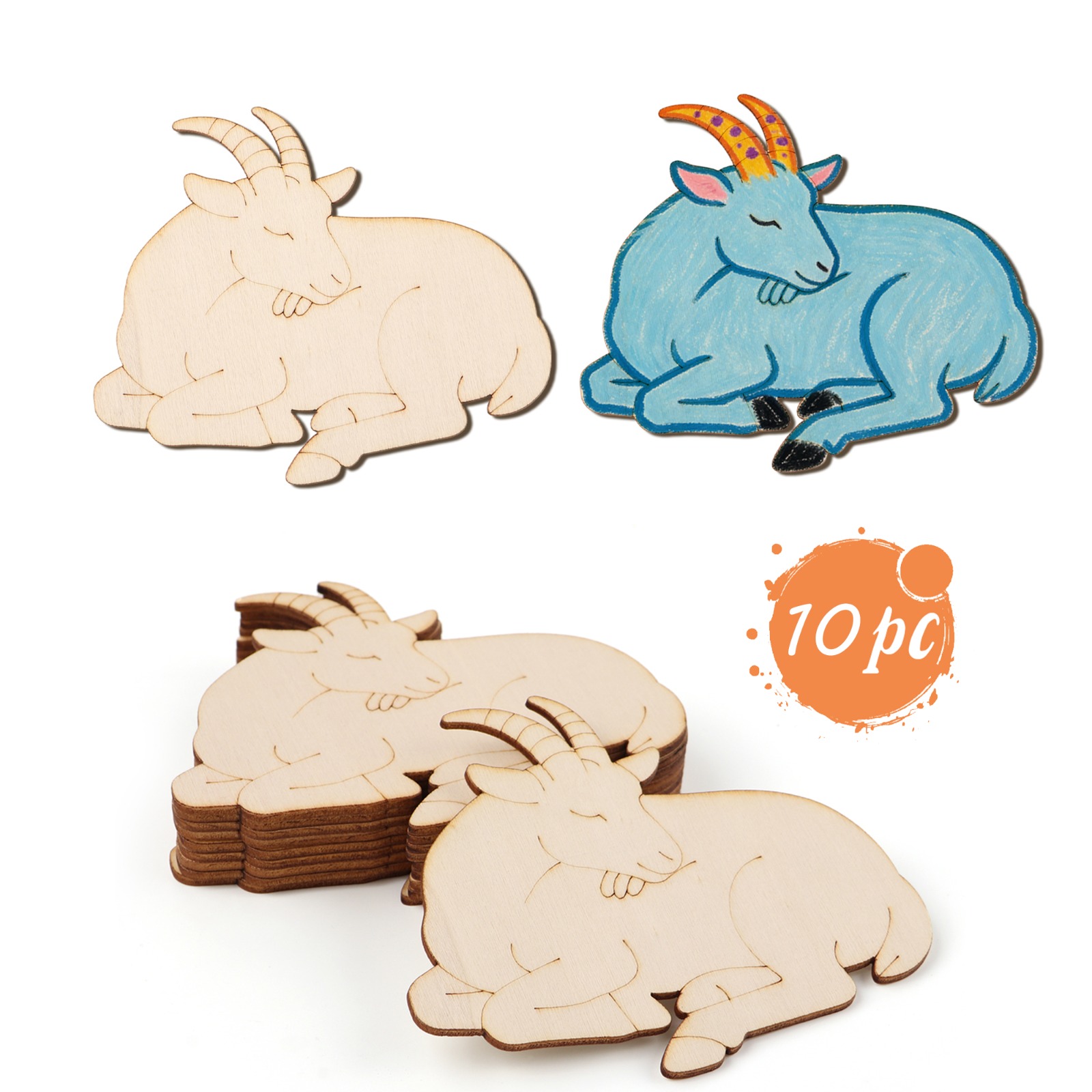 10pcs/set Unfinished Wood Shee - Art Craft Animals recension och pris
