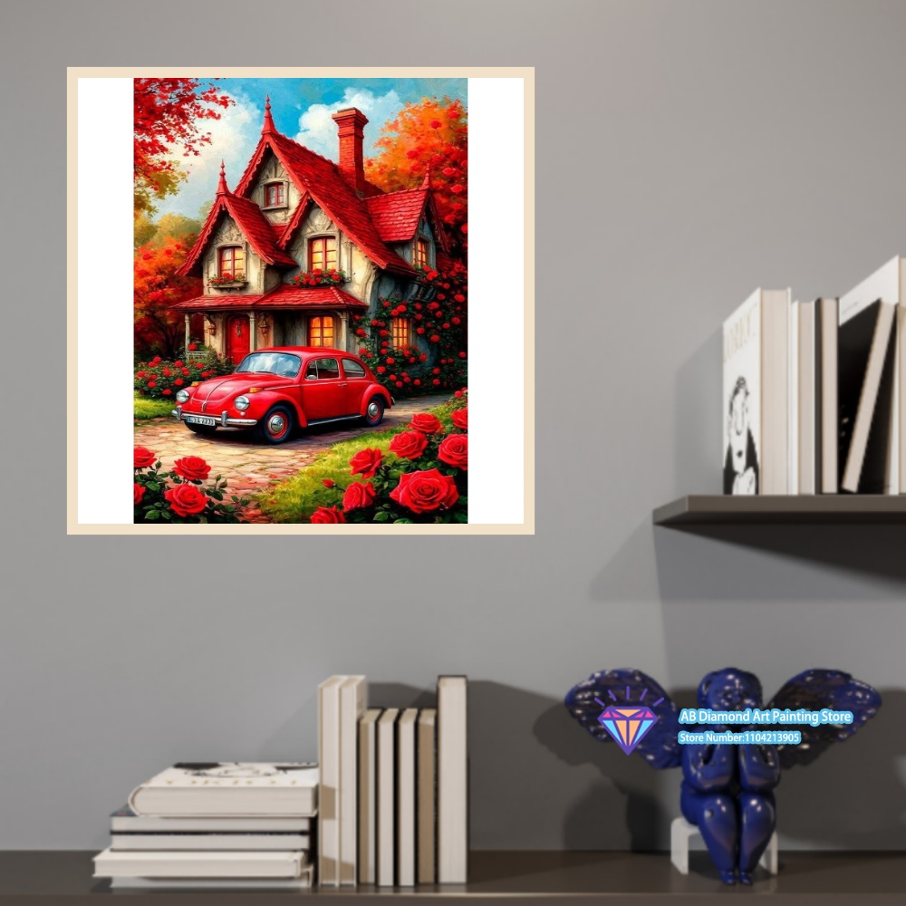 Red House Car Rose Autumn Art  - Art And Craft Autumn recension och pris